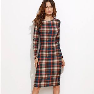 SHEIN Multicolor Plaid Pencil Dress